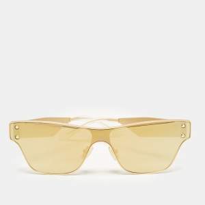 Bottega Veneta Gold Tone/Grey & Gold Mirrored BV1148S Rectangle Sunglasses