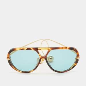 Pre Owned Bottega Veneta Tortoise Brown/Green BV1273S  Drop Aviator Sunglasses