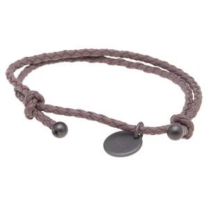 Pre Owned Bottega Veneta Purple Intrecciato Leather Double Cord Bracelet