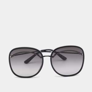 Pre Owned Bottega Veneta Black BV0138S Round Sunglasses