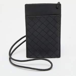 Bottega Veneta Black Intrecciato Leather Phone Cover