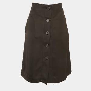 Bottega Veneta Brown Gabardine Buttoned Pencil Skirt S