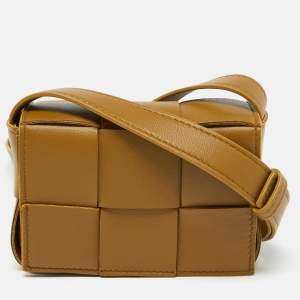 Pre Owned Bottega Veneta Brown Intrecciato Leather Mini Candy Cassette Crossbody Bag
