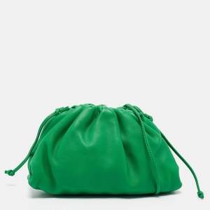 Bottega Veneta Green Leather Mini The Pouch Bag