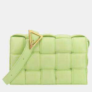 Bottega Veneta Green Leather Padded Cassette Shoulder Bag