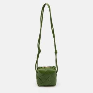 Bottega Veneta Green Leather Mini Cassette Camera Bag