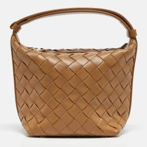Pre Owned Bottega Veneta Tan Intrecciato Leather Candy Wallace Bag