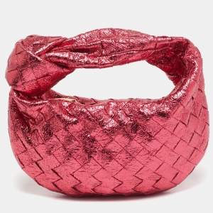 Bottega Veneta Metallic Pink Intrecciato Leather Mini Jodie Hobo