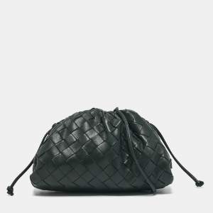 Bottega Veneta Dark Green Intrecciato Leather Mini The Pouch Bag
