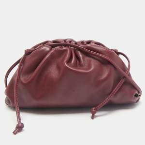 Bottega Veneta Burgundy Leather Mini The Pouch Clutch 