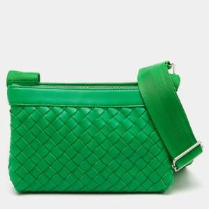 Bottega Veneta Green Intrecciato Leather Duo Shoulder Bag