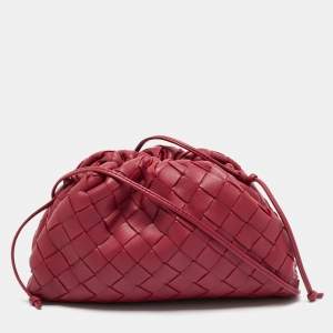 Bottega Veneta Red Intrecciato Leather Mini The Pouch Clutch