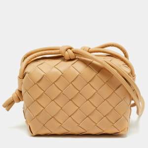 Bottega Veneta Almond Intrecciato Leather Candy Loop Crossbody Bag