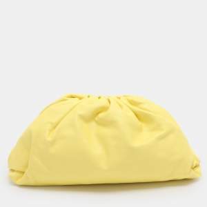 Pre Owned Bottega Veneta Lime Leather Large The Pouch Clutch