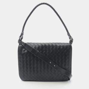 Pre Owned Bottega Veneta Swing Black Intrecciato Leather Shoulder Bag