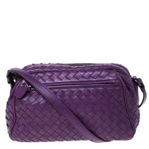 Pre Owned  Bottega Veneta Purple Intrecciato Leather Camera Crossbody Bag