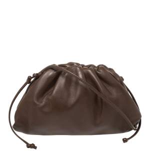 Pre Owned Bottega Veneta Brown Leather Mini Pouch Bag