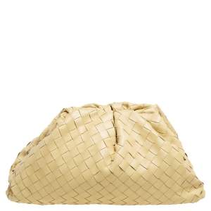 Pre Owned Bottega Veneta Yellow Intrecciato Leather The Pouch Clutch
