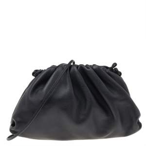 Pre Owned Bottega Veneta Black Leather Mini Pouch Clutch Bag