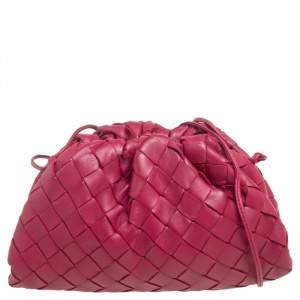 Pre Owned Bottega Veneta Burgundy Intrecciato Leather Mini The Pouch Bag