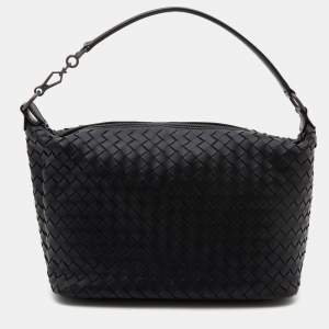 Pre Owned Bottega Veneta Black Intrecciato Leather Small Hobo