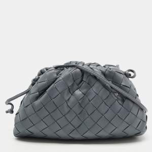 Bottega Veneta Grey Intrecciato Leather Mini The Pouch Bag
