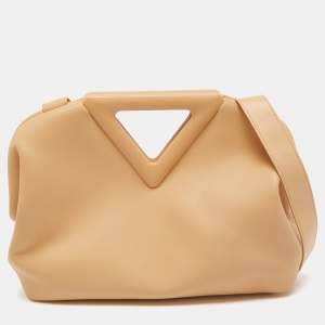 Pre Owned Bottega Veneta Beige Leather The Triangle Shoulder Bag