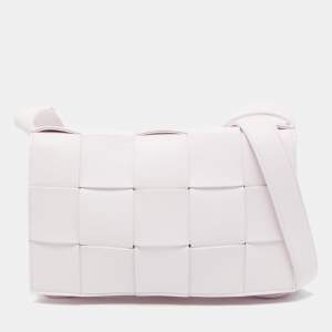 Pre Owned Bottega Veneta Light Pink Intrecciato Leather Cassette Shoulder Bag