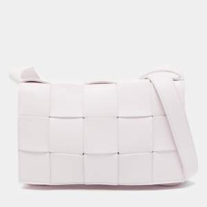 Pre Owned Bottega Veneta Light Pink Intrecciato Leather Cassette Shoulder Bag