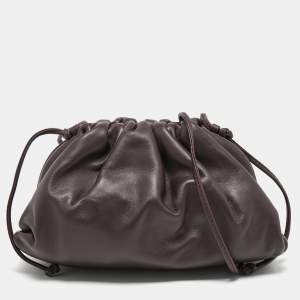 Pre Owned Bottega Veneta Plum Leather Mini The Pouch Bag