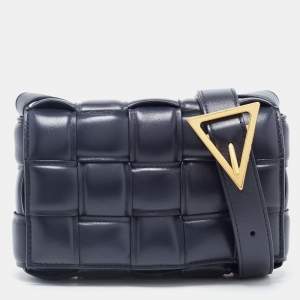 Pre Owned Bottega Veneta Dark Blue Padded Leather Cassette Crossbody Bag