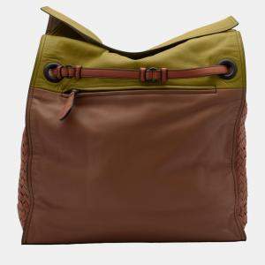 Bottega Veneta Brown And Green Leather Shoulder Bag