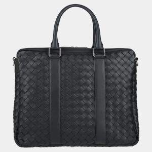 Bottega Veneta Black Intrecciato Leather Laptop Bag