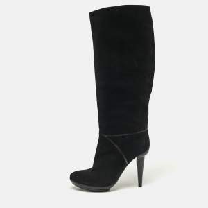 Bottega Veneta Black Suede Knee Length Boots Size 40