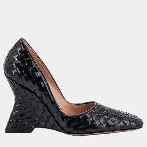 Bottega Veneta Black Intrecciato Comet Block Heel Pumps EU 38.5