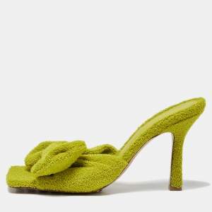 Bottega Veneta Green Terry Fabric Bow Slide Sandals Size 39