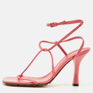 Pre Owned Bottega Veneta Stretch Size 37 Pink Leather Strappy Sandals