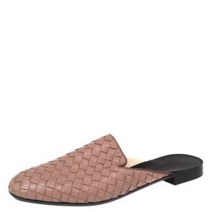 Pre Owned Bottega Veneta Mauve Intrecciato Leather Fiandra Mules Size 36