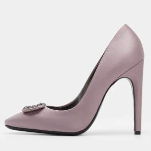 Pre Owned Bottega Veneta Purple Satin Embellished Pumps Size 38
