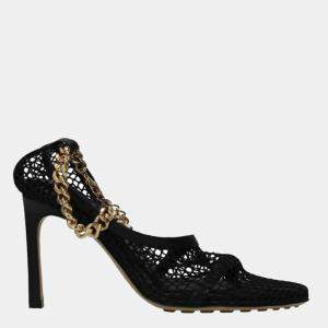 Pre Owned Bottega Veneta Black Mesh Stretch Shoes Size US 7 EU 40