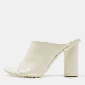 Pre Owned Bottega Veneta White Leather Atomic Slide Sandals Size 38