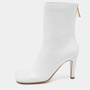 Bottega Veneta White Leather Ankle Boots Size 38.5