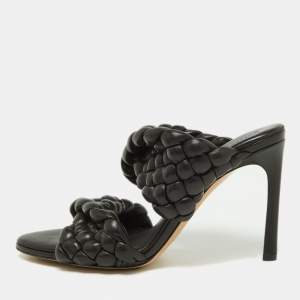 Bottega Veneta Black Braided Leather Slide Sandals Size 38