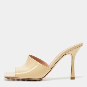 Bottega Veneta Beige Patent Stretch Mules  Size 39