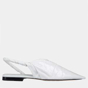 Pre Owned Bottega Veneta Leather Pointed Toe Slingback Flats 38.5