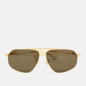 Bottega Veneta Gold BV1194 S Aviator Sunglasses