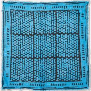 Bottega Veneta Blue/Black Printed Silk Blend Scarf