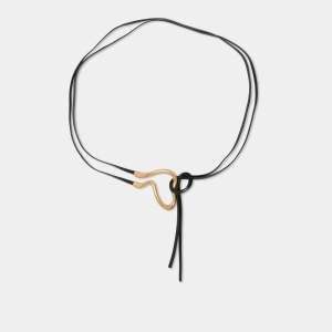 Bottega Veneta Black Leather Double Skinny Horseshoe Belt 