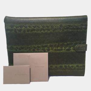 Bottega Veneta Green Lizard Ipad Case With Box