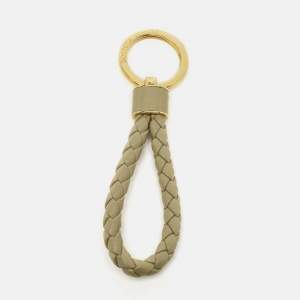 Bottega Veneta Mint Green Intrecciato Leather Key Ring